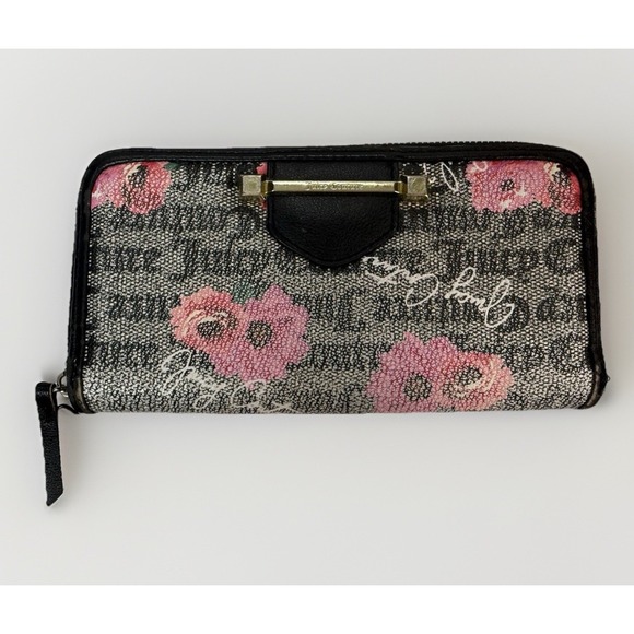 Juicy Couture Handbags - Juicy Couture PETAL STAT Black & Grey Word on the Street Zip Up Wallet